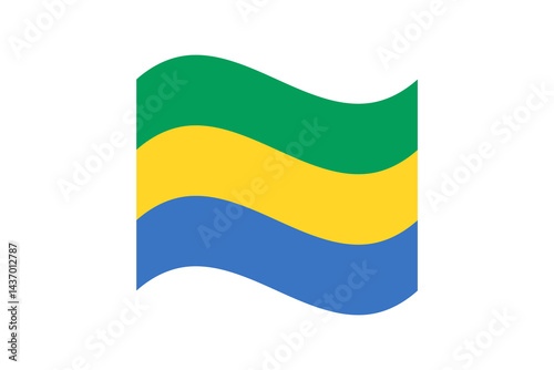 Flag of Gabon. Gabon wavy flag digital vector illustration.