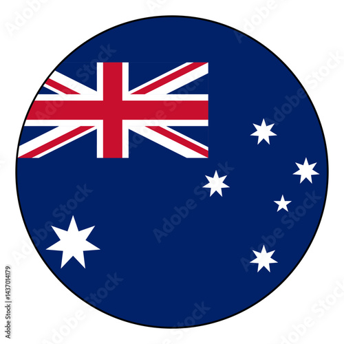 Flag of Australia. Black edge. Australia circle flag logo icon computer vector illustration design.