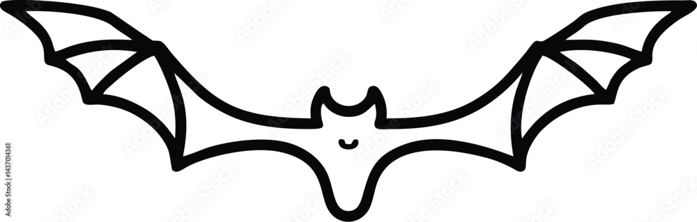 Obraz premium Bat in flight simple line art
