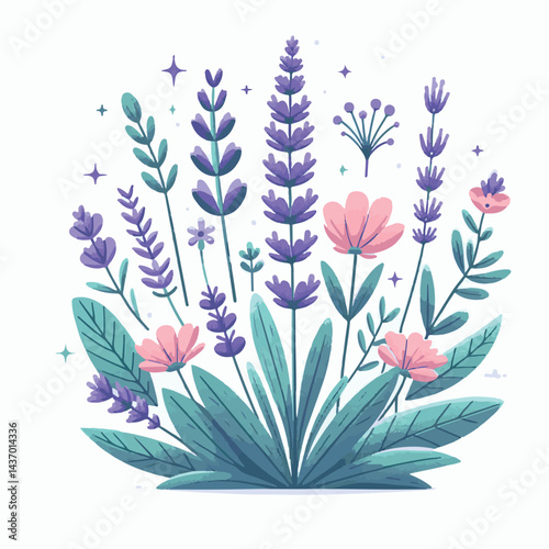 floral, nature, lavender, plant, design, flower, purple, background, blossom, isolated, bouquet, botanical, herbal, natural, herb, bloom, beauty, flora, art, vintage, violet, aroma, illustration, gard