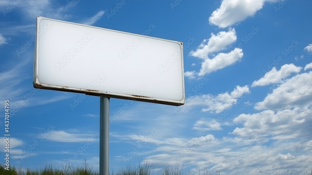 Blank Billboard Sign under Blue Sky with Clouds Blank Billboard Sign under Blue Sky with Clouds
