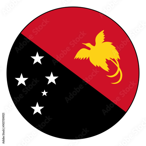 Free Download Flag of Papua New Guinea. Black edge. Papua New Guinea circle flag logo icon computer vector illustration design. - GFXLoad