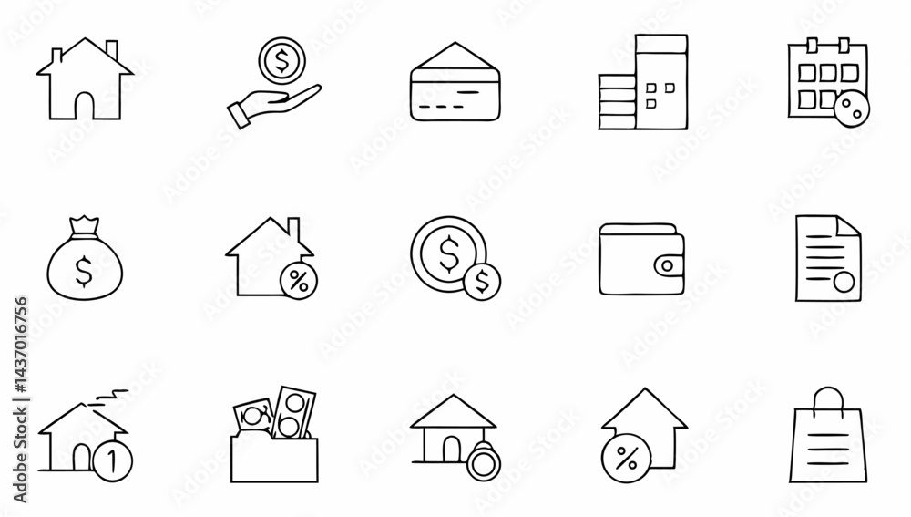 set of loan related line icons mortgage credit .eps set of loan related line icons mortgage credit .eps