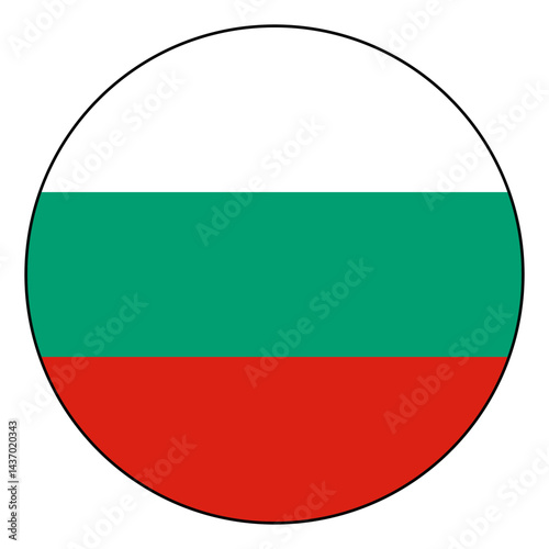 Flag of Bulgaria. Black edge. Bulgaria circle flag logo icon computer vector illustration design.
