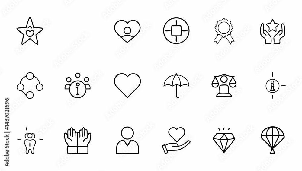 Fototapeta premium set of personal values related line icons editabl.eps
