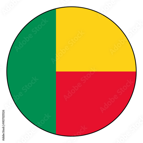 Flag of Benin. Black edge. Benin circle flag logo icon computer vector illustration design. Free Download Flag of Benin. Black edge. Benin circle flag logo icon computer vector illustration design. - GFXLoad