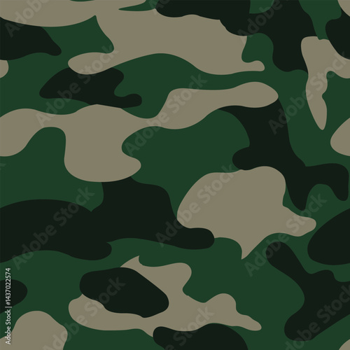 Classic Green Camouflage Seamless Pattern for Textile Print for Fabric, for fashionable abstract Camouflage pattern 