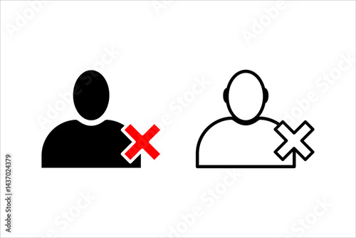 User removal, linear style icon set. User profile icon with an deletion symbol, removal . Editable stroke width