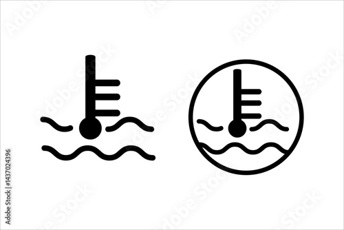 black thin line water temperature indicator icon s. flat stroke trend modern logotype graphic art design isolated on white. concept of vehicle panel element for temp conditioner system or coolant pump
