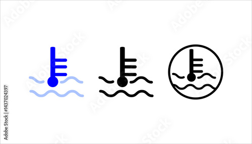 black thin line water temperature indicator icon. flat stroke trend modern logotype graphic art design isolated on white. concept of vehicle panel element for temp conditioner system or coolant pump