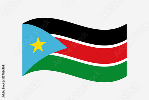 Flag of South Sudan. South Sudan wavy flag digital vector illustration. Fluttering flag.