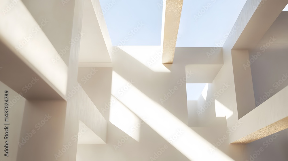 Fototapeta premium Modern Minimalist Architecture Interior Sunlight Design