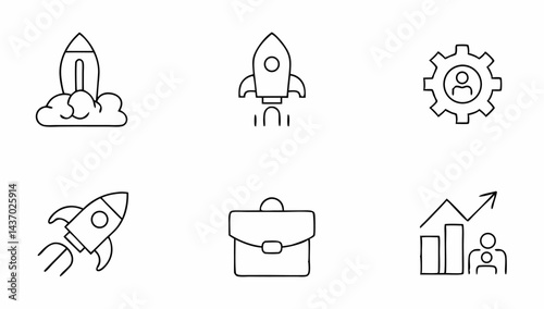 set of startup related line icons  launch  rocket  (1).eps