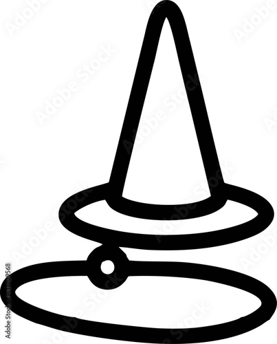 Stylized sorcerers conical hat with brim