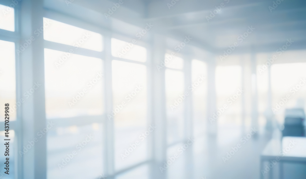 Blurred interior with large windows allowing bright sunlight. Blurred interior with large windows allowing bright sunlight.