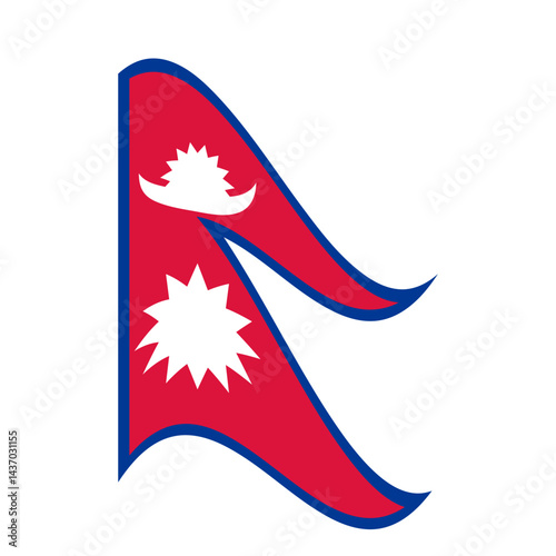 Flag of Nepal. Nepal wavy flag digital vector illustration. Fluttering flag.