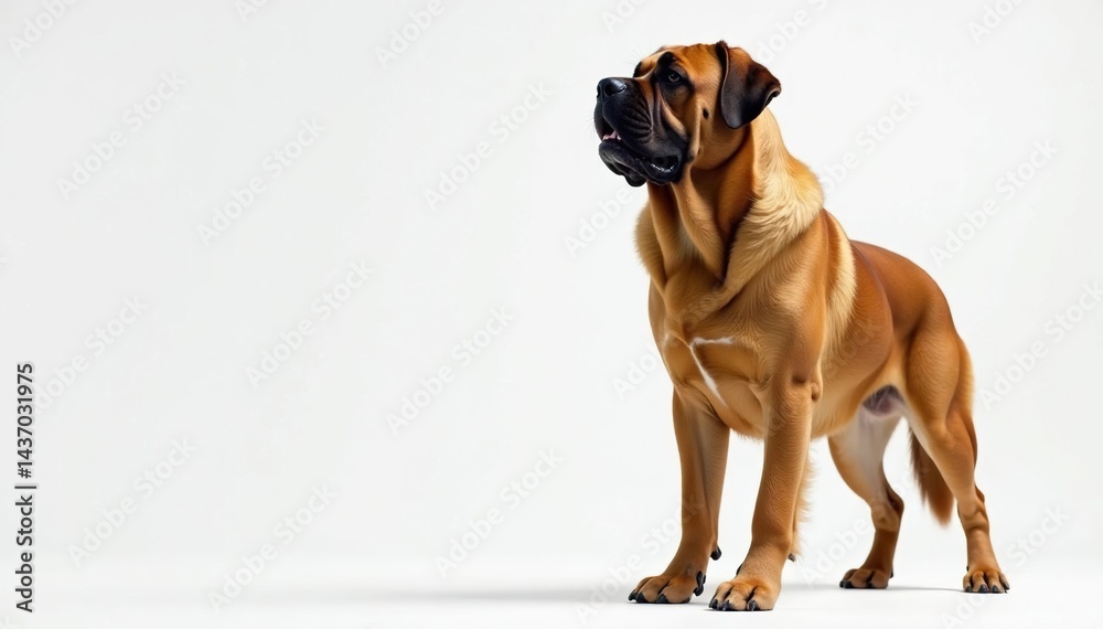 Majestic mastiff, powerful stance, white background, image, background, mastiff breed Majestic mastiff, powerful stance, white background, image, background, mastiff breed