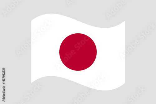 Flag of Japan. Japan wavy flag digital vector illustration. Fluttering flag.