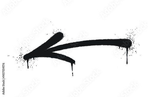 Black Spray Paint Graffiti Arrow Pointing Left with Dripping Ink