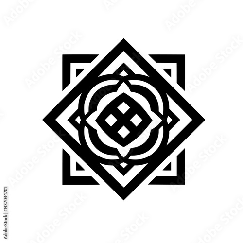 Geometric Pattern Design: Black & White Mandala for Branding & Decor