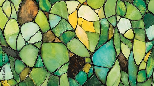Abstract Green Stained Glass Window Art Design