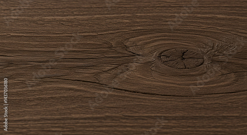 Dark Brown Wood Texture with Knot Grain Detail for Backgrounds