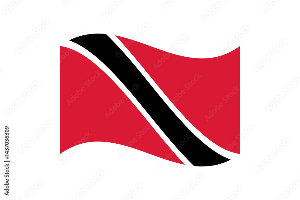 Naklejka premium Flag of Trinidad and Tobago. Trinidad and Tobago wavy flag digital vector illustration. Fluttering flag.