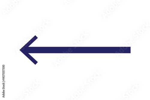 Blue horizontal straight arrow. Thin long arrow vector icon. Right thin line, blue cursor, horizontal arrow long