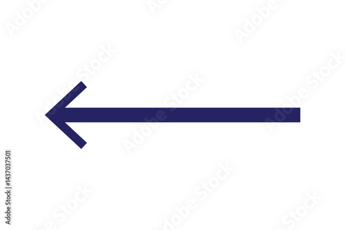 Blue horizontal straight arrow. Thin long arrow vector icon. Right thin line, blue cursor, horizontal arrow long