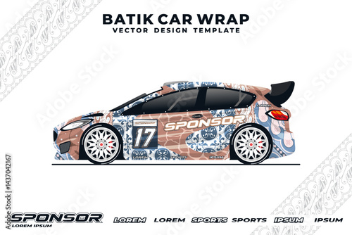 abstract batik car wrap livery 106