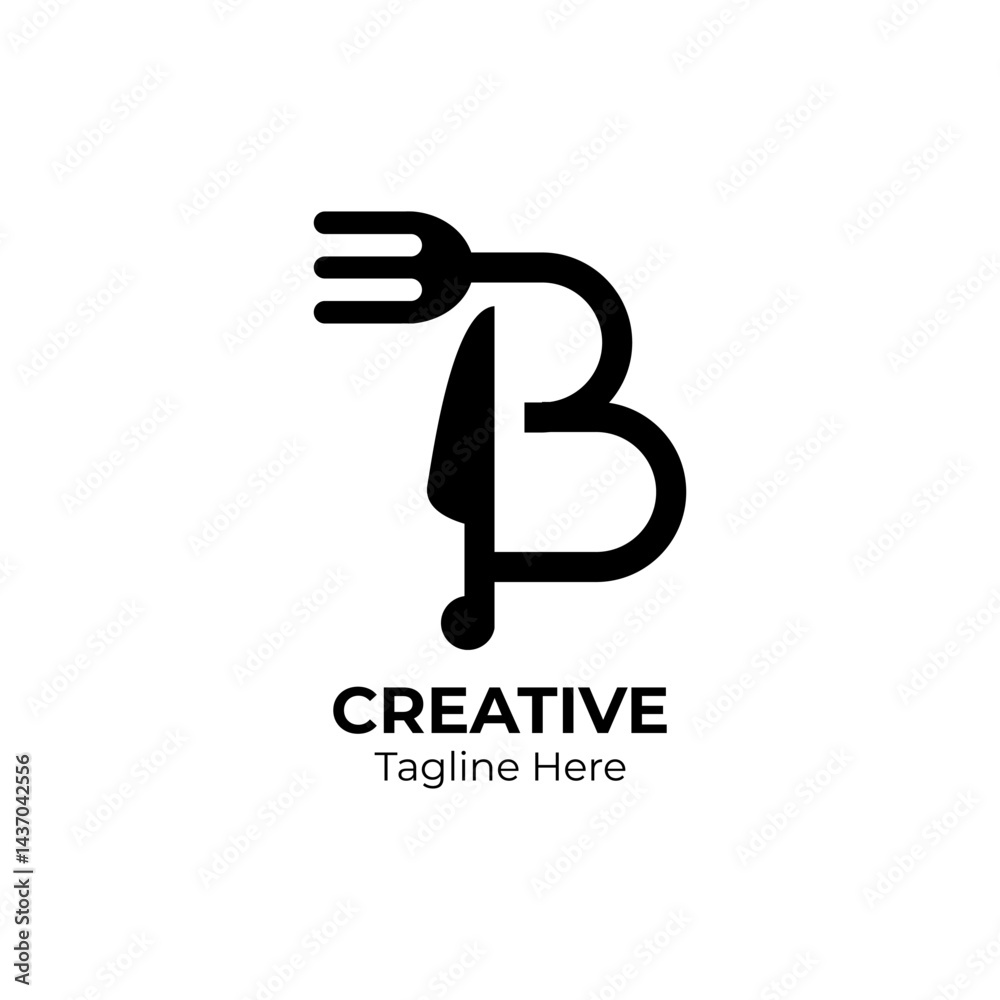 Initial B food equipment simple logo template. Letter B food logo design. Initial B food equipment simple logo template. Letter B food logo design.