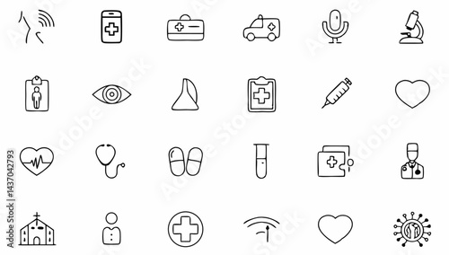 big set of digital healthcare line icons  diagnosi.eps