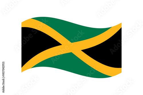 Flag of Jamaica. Jamaica wavy flag digital vector illustration. Fluttering flag.