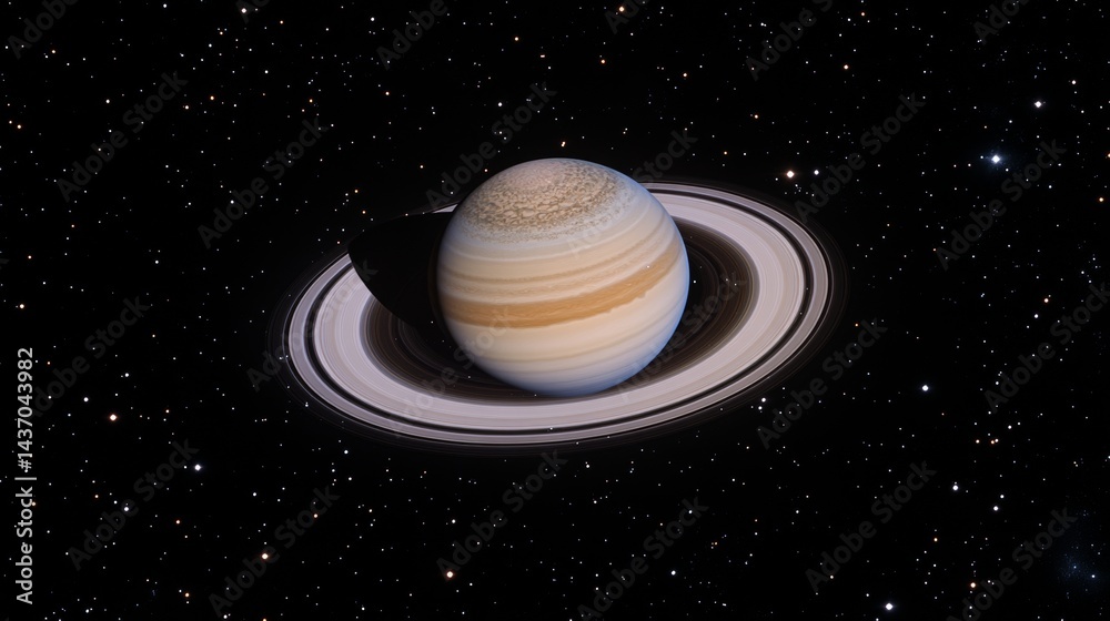 Naklejka premium Saturn-like Planet in Deep Space on black background