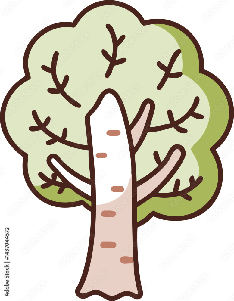 Fototapeta premium Popular Forest Trees and Nature Icons birch, spruce, cedar, elm tree, beech tree, poplar, chestnut, sweetgum, aspen tree, sycamore
