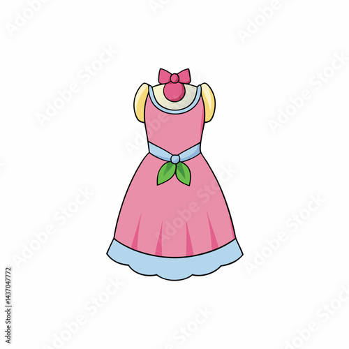 vector illustration of a girl in a pink dress