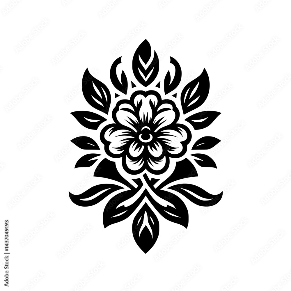 Fototapeta premium Elegant Black & White Floral Motif - Decorative, Graphic Design Element