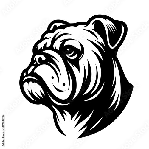Bulldog Head Vector Logo Black and White
