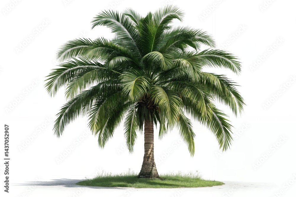 Lush Green Palm Tree Isolated on White Background Lush Green Palm Tree Isolated on White Background