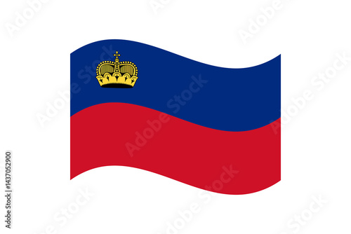Flag of Liechtenstein. Liechtenstein wavy flag digital vector illustration. Fluttering flag.