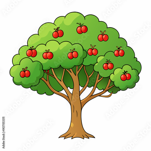 vector illustration of an apple tree