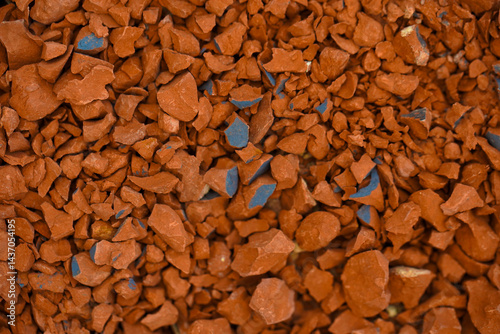 Small pieces of broken red sandstone