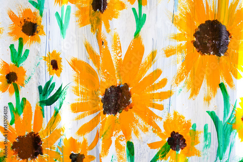 Sunflower painting on the wall