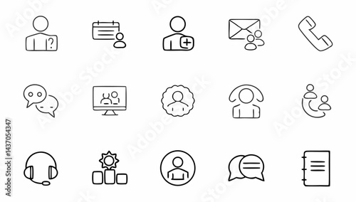 big set of support related line icons  editable st.eps