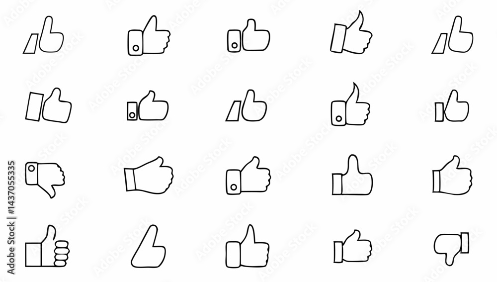 Fototapeta premium big set of thumb up related filled line icons edi.eps