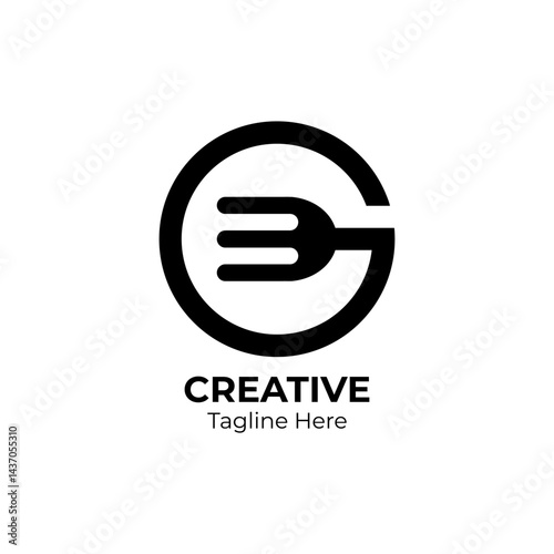 Letter G food logo design. Initial G food equipment simple logo template.