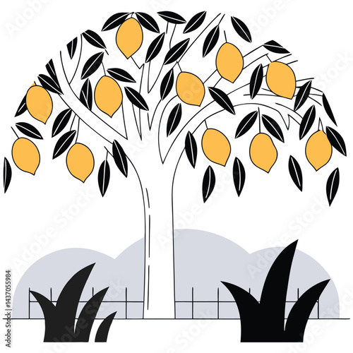 Famous Healing and Fruit Trees  Logos, Icons, and Illustrations 