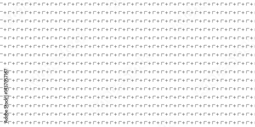Seamless background pattern of evenly spaced black plus symbols of different sizes and opacity. Vector illustration on white background