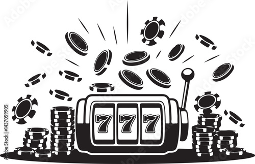 Casino slot machine silhouette icon vector illustration