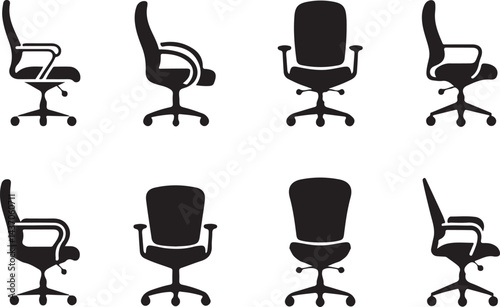 Set of office chairs silhouette 